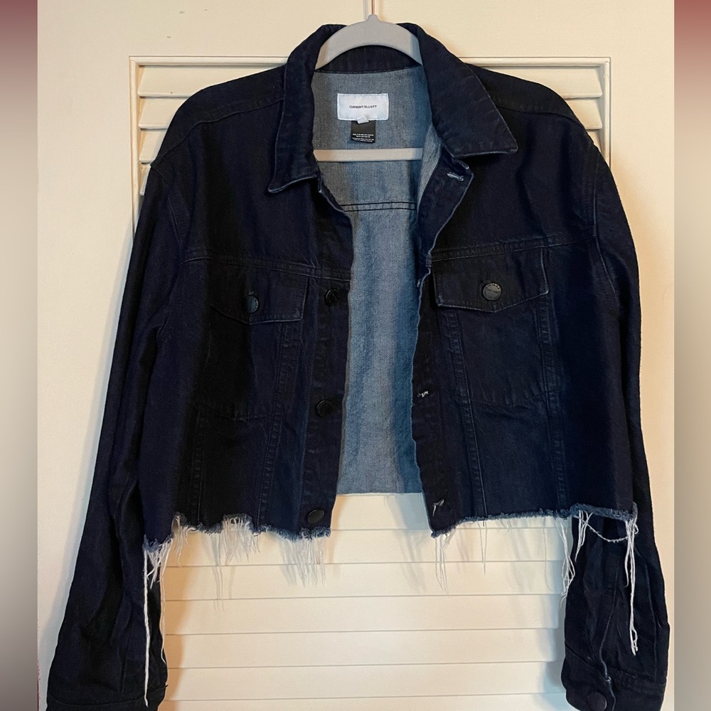 Current/Elliott Dark Blue Cropped Denim Jacket
